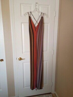 S-Twelve Multicolor Bodycon Zigzag Maxi Dress Size Medium